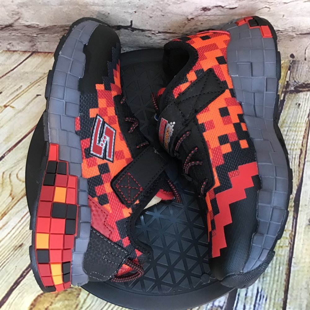 Skechers Minecraft Kids Orange Red Slip On Adjustable Strap Sneakers Size 1 Y - Picture 5 of 8